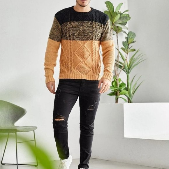 Tan Mens Knit Sweater - Picture 5 of 5